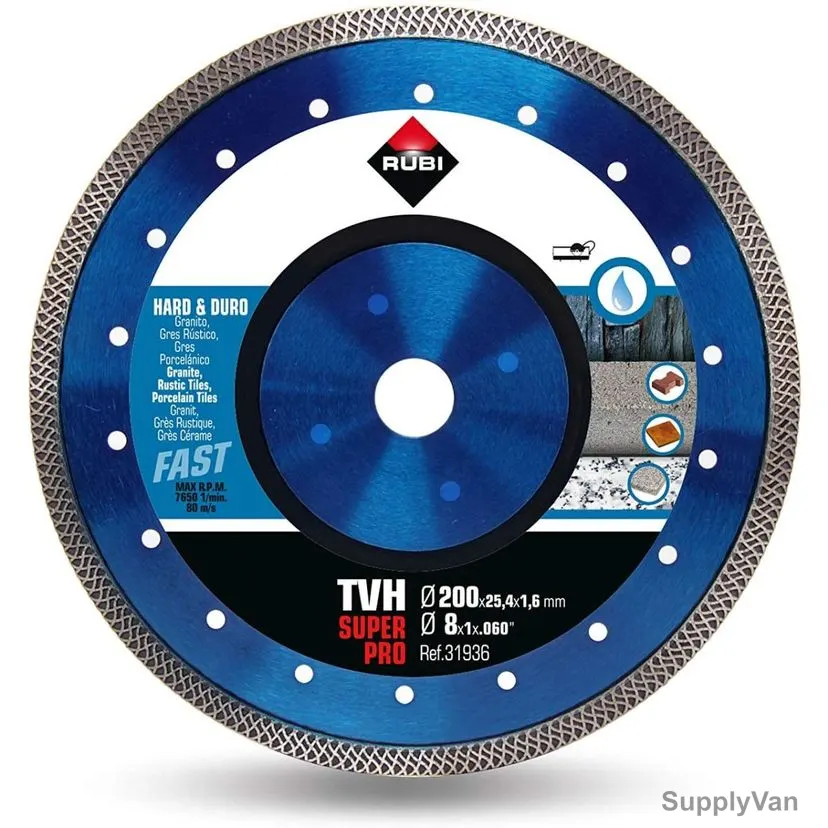 Rubi Turbo Viper Diamond Blade, 31936, TVH-200 Superpro, Wet, 200MM Dia