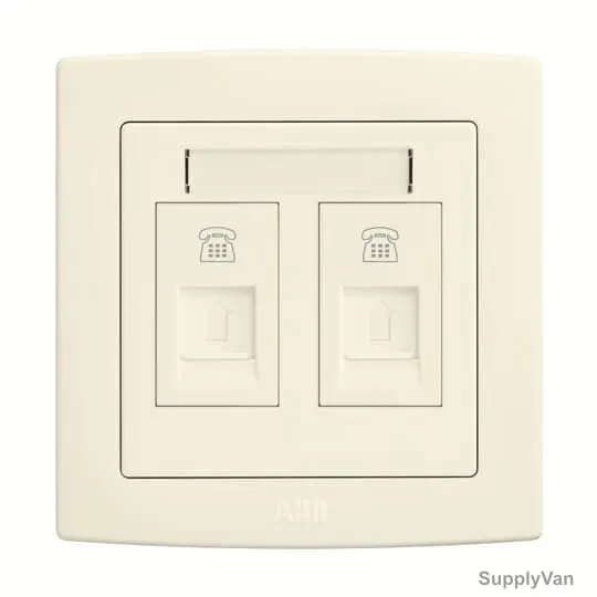 Abb Telephone Socket Outlet, AC322-82, Concept BS, Thermoplastic, 2 Gang, RJ11, Ivory White