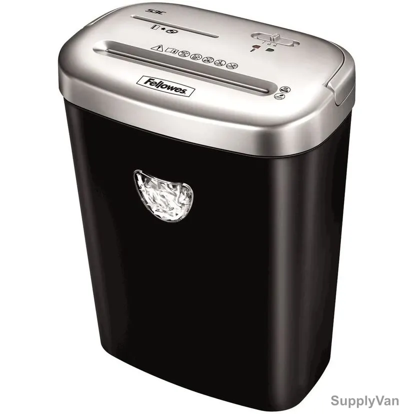 Fellowes Paper Shredder, 53C, Powershred, Cross-Cut, 10 Sheets, Black/Silver