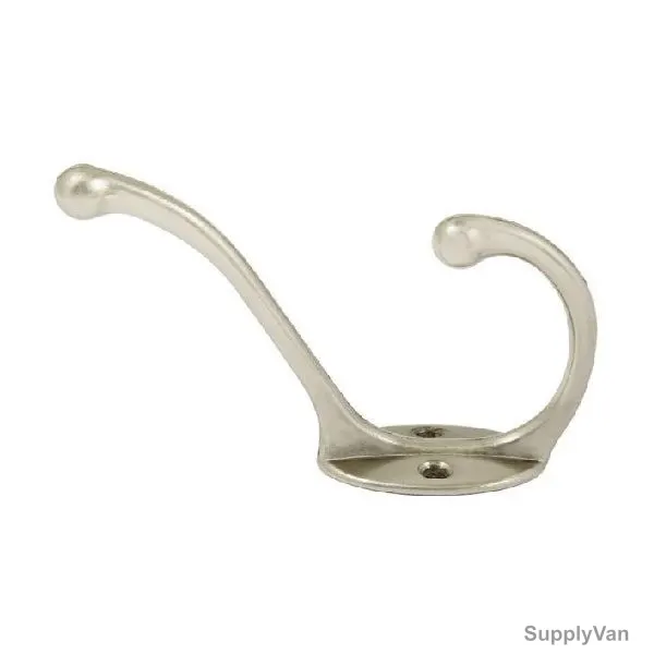 Robustline Wall Mounted Hat and Coat Hook With Round Base, Stainless Steel, Silver, 5 Pcs/Pack