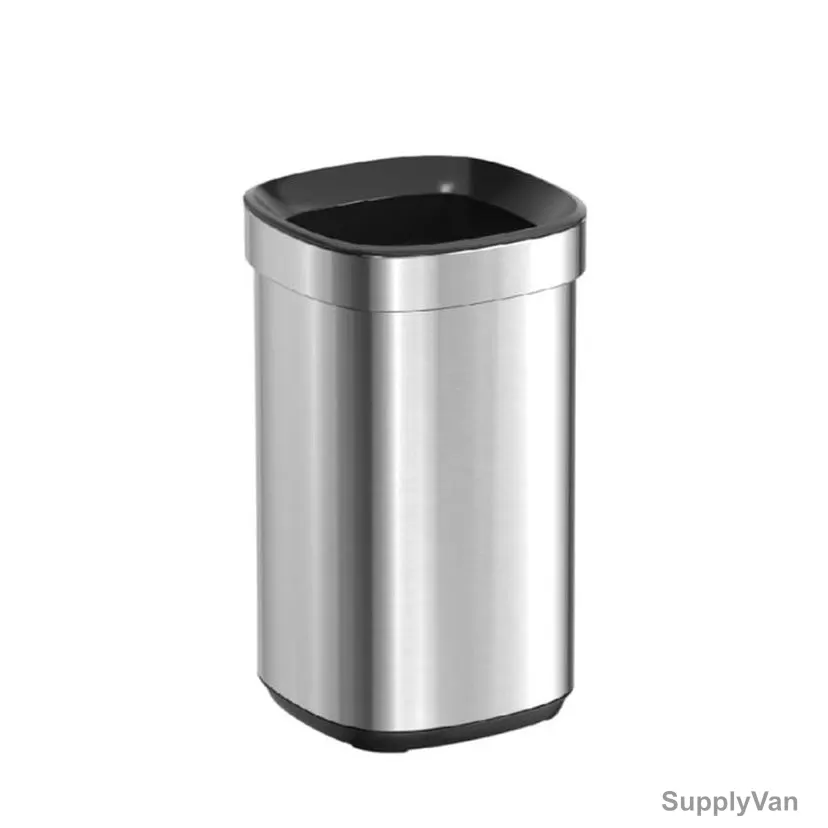 Trash Bin, Stainless Steel, 29.6CM Height x 26.6CM Width x 26.6CM Length, 8 Ltrs, Silver