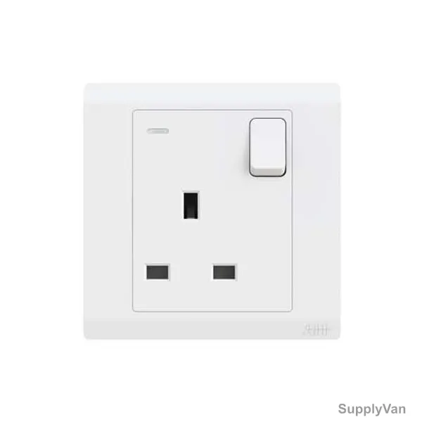 Abb Single Pole Switch Socket With Neon, BL229, Inora, 1 Gang, 13A, White — image 1