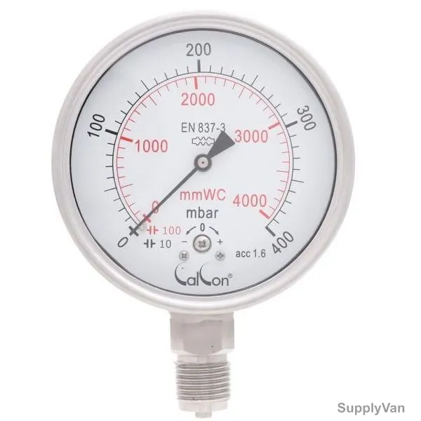Calcon Capsule Pressure Gauge, CC918A, 100MM, 1/2 Inch, BSP, 0-400 Mbar