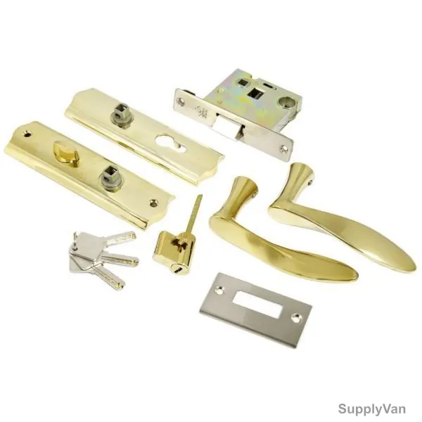 Door Handle With Mortise Lock Set, 50MM, Gold