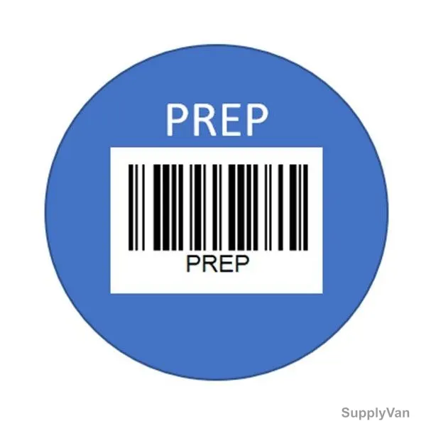 Glossy Laminated Paper Sticker, 30MM Dia, PREP Legend, Blue, 350 Pcs/Pack