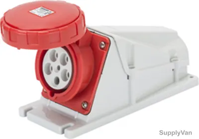 Gewiss 90 Deg Surface Mount Socket Outlet, GW62535, IP67, 125A, 3P+N+E, White-Red
