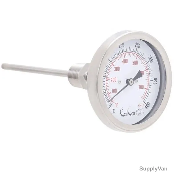 Calcon Bi-Metal Temperature Gauge, CCTB18D, 80x100MM, 1/2 Inch, NPT, 0-400 Deg. C