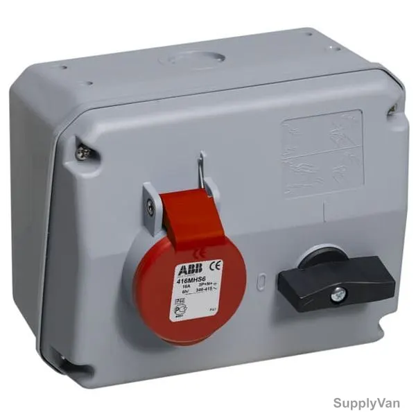 ABB Horizontal Socket Outlet, 432MHS6, 5 Pole, 32A, Red and Grey