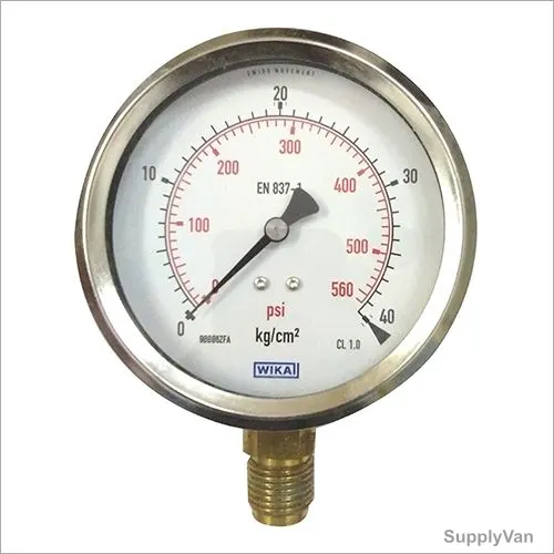 Wika Bourdon Tube Pressure Gauge, 232-50-100, Stainless Steel, NS100 Dial Size, 0 to 40 Kg/SQ.CM