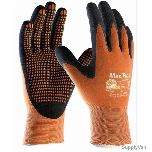 ATG Safety Gloves, 42-848, MaxiFlex Endurance, L, Orange and Black