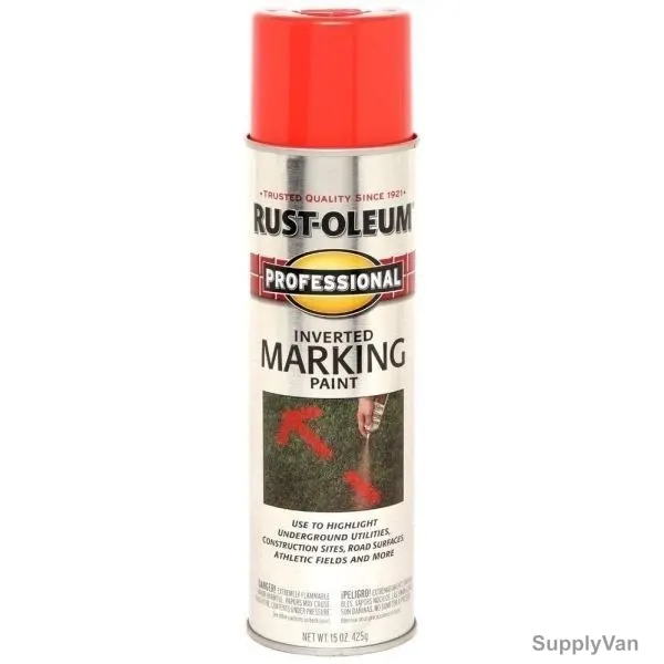 Rust-Oleum Inverted Marking Paint Spray , 2558838, PROFESSIONAL, 425G, Fluorescent Red-Orange