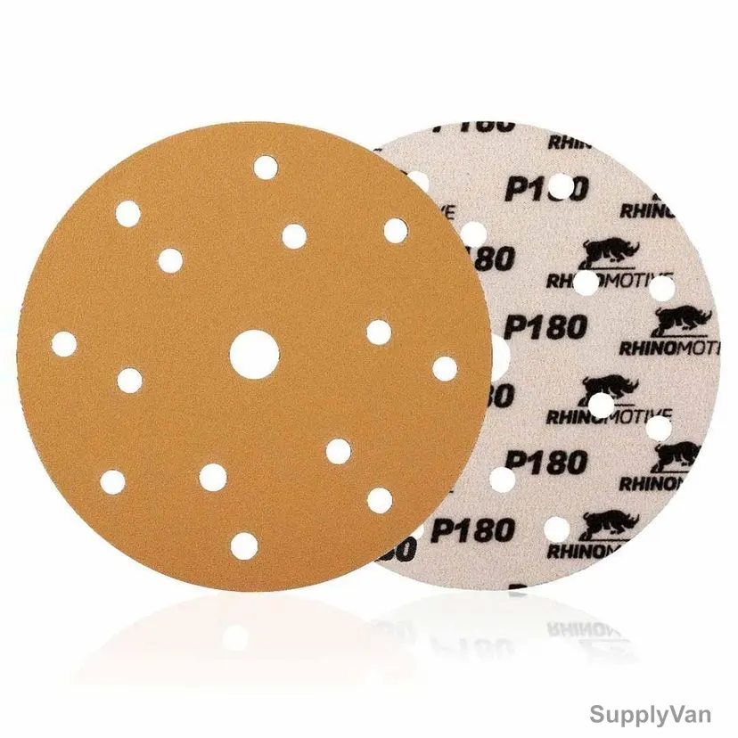 Rhinomotive Multi-Purpose Abrasive Disc, R1503, 150MM, P180, Gold, 100 Pcs/Box — image 1