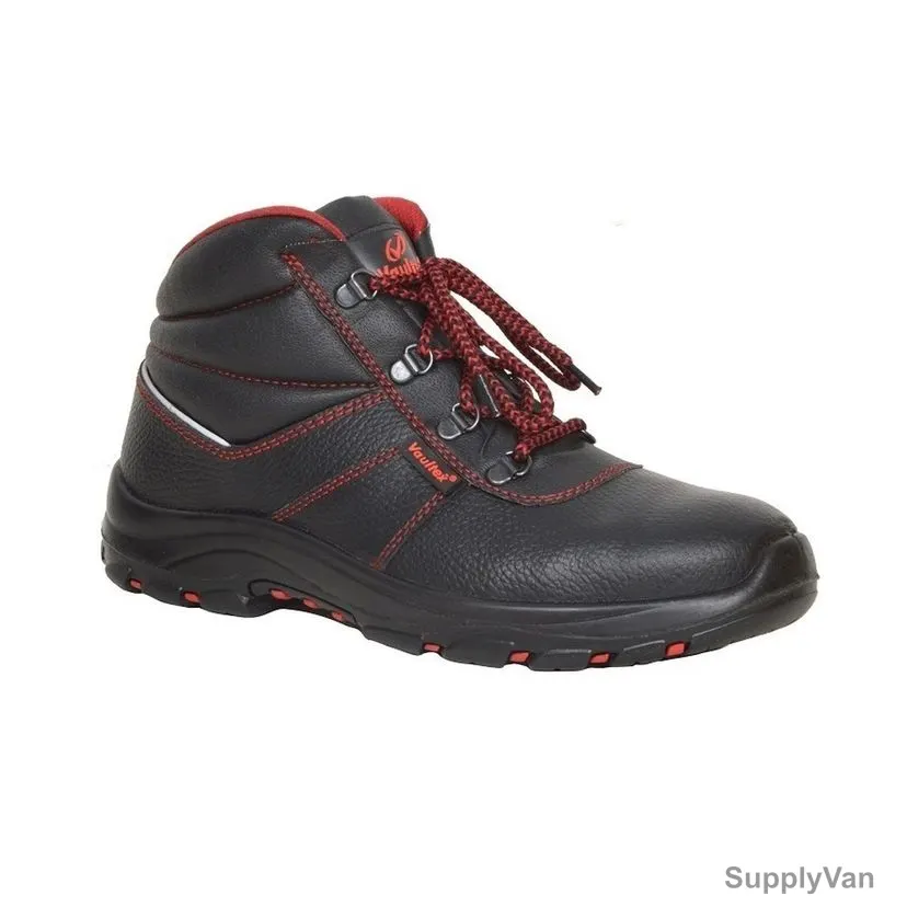 Vaultex Steel Toe High Ankle Safety Shoes, MDJ, Genuine Leather, S3 HRO, Size45, Black