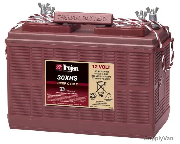 Trojan Flooded Lead Acid Battery, 30XHS, 12V, 130Ah/20Hr