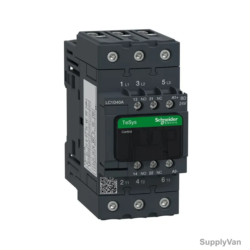 Schneider Electric Contactor, LC1D40ABD, TeSys Deca, 3P, 24VDC Coil, 40A
