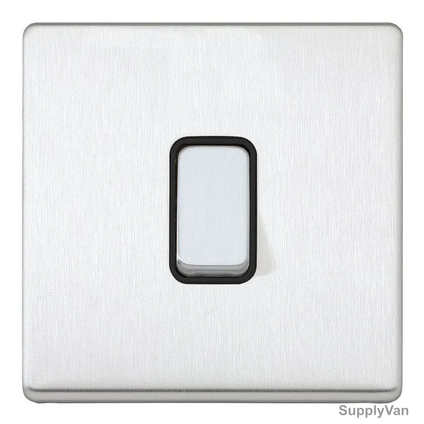 Mk Single Pole Electrical Plate Switch, K24371BSSB, Aspect, 1 Gang, 2 Way, 20A, Brushed Stainless Steel