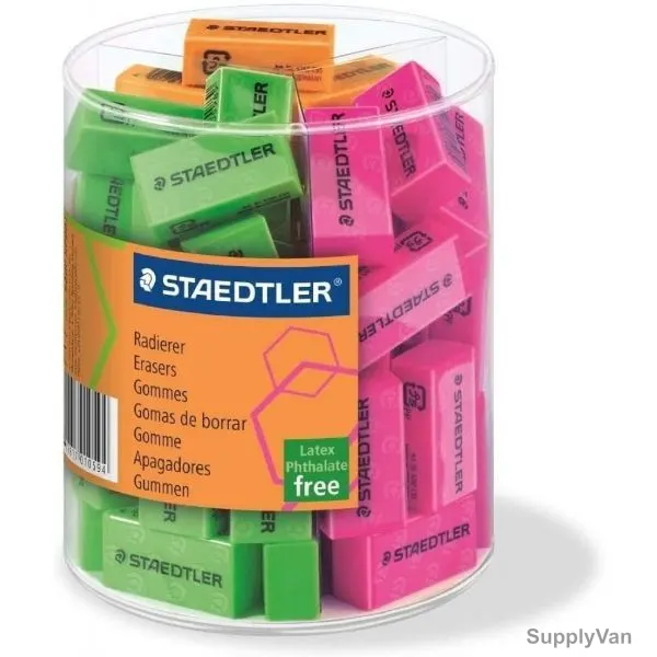 Staedtler Neon Color Eraser, ST-526F-KP60, Assorted Colors, 60 Pcs/Set
