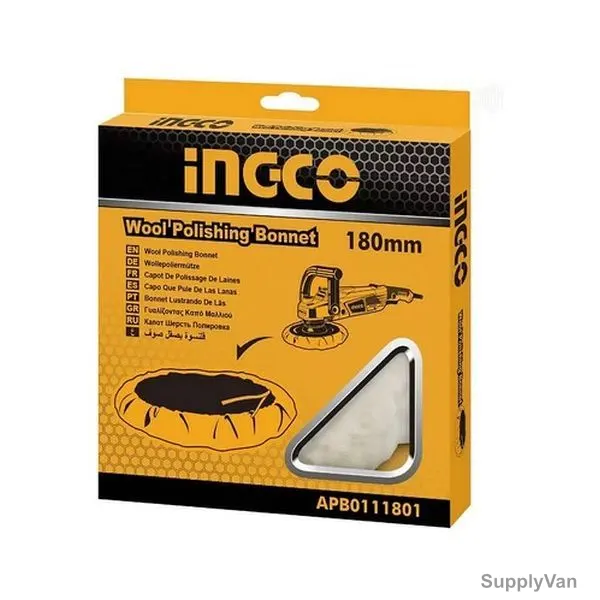 Ingco Wool Polishing Bonnet, APB0111801, 180MM Dia, White — image 1