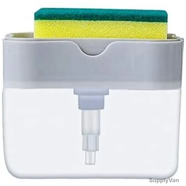 2 In 1 Soap Dispenser With Sponge Holder, Polypropylene, Grey — image 1