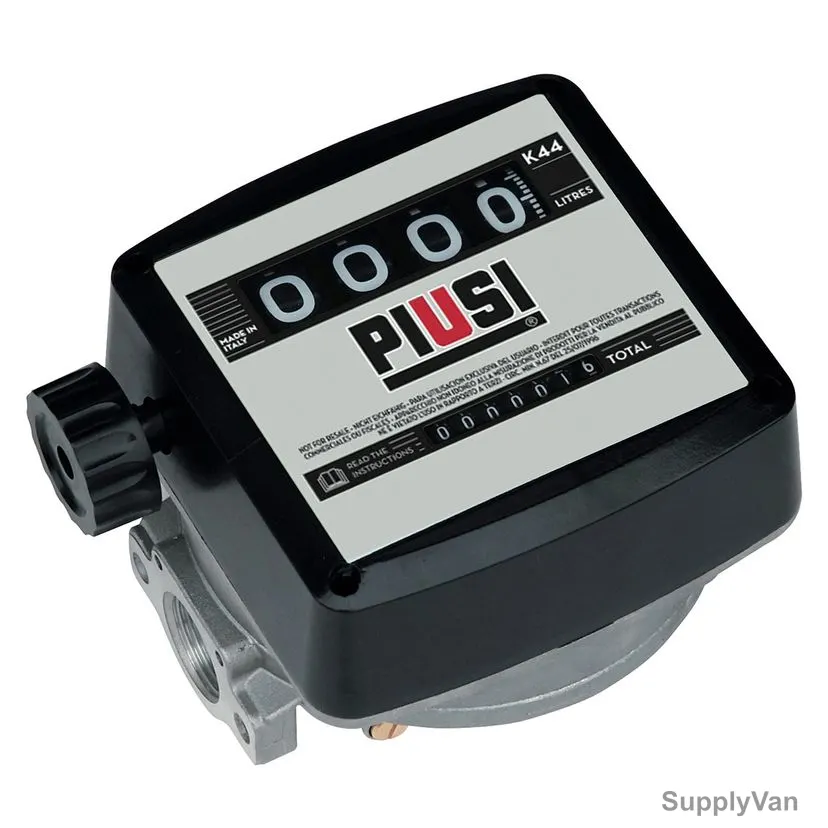 Piusi 4 Digit Diesel Mechanical Flowmeter, K44, 1 Inch BSP, 20-120 L/min, 10 Bar