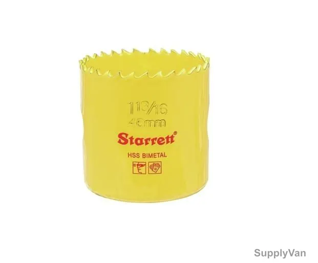 Starrett Hole Saw, SH1136, High Speed Steel, 46MM, 6 TPI, Yellow