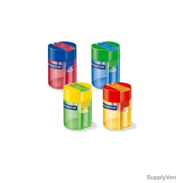 Staedtler Tube Pencil Sharpener, ST-511-006BKDA, 1 Hole, Assorted Colors, 4 Pcs/Set