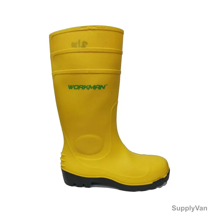 Workman Steel Toe Gumboots, PVC, Yellow, 9.5UK — image 1