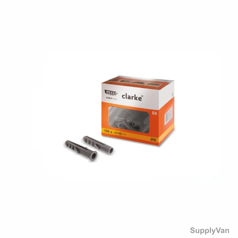 Clarke Wall Plug With Cap, CF6CT, Nylon, 6MM, 100 Pcs/Pack