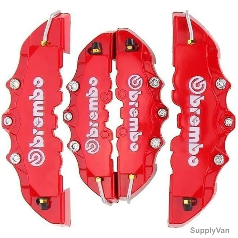 Brembo Front And Rear Universal Disc Brake Caliper Cover, ABS Plastic, 14-18 Inch, Red, 4 Pcs/Set