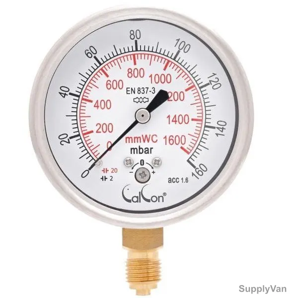 Calcon Capsule Pressure Gauge, CC98A, 63MM, 1/4 Inch, BSP, 0-160 Mbar — image 1