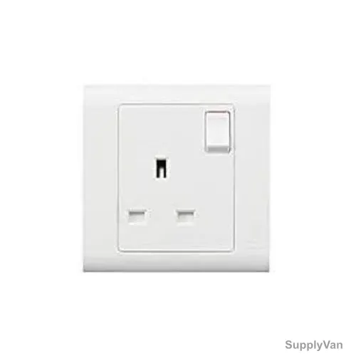 Mk Dual Pole Switch Socket Outlet, MV2757DPWHI, Essential, Polycarbonate, 1 Gang, 13A, White