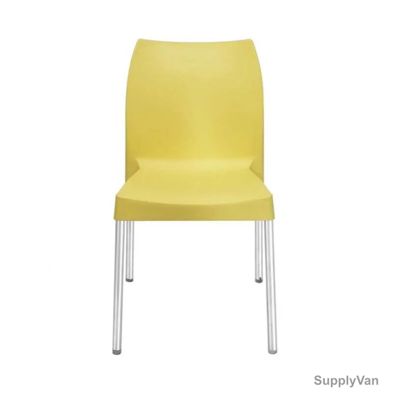 Nilkamal Novella 07 Armless Chair, Plastic/Stainless Steel, 110 Kg Weight Capacity, Yellow