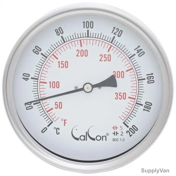 Calcon Bi-Metal Temperature Gauge, CCTE18, 125x400MM, 1/2 Inch, NPT, 0-200 Deg. C