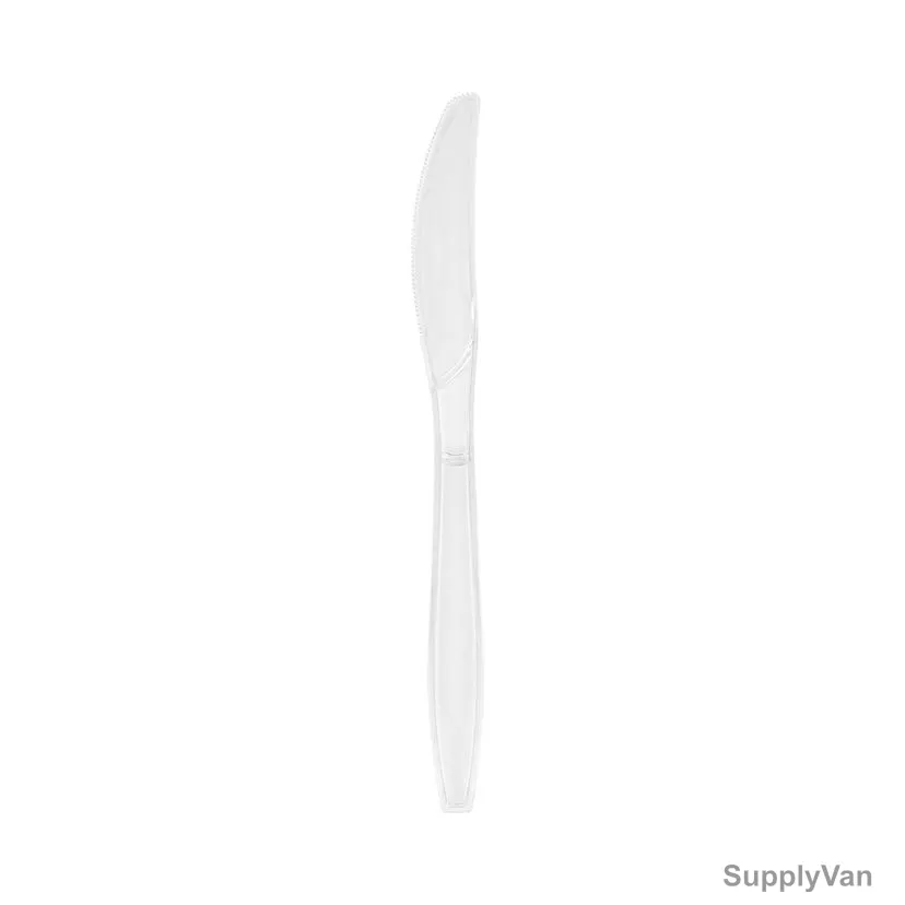 Khaleej Pack Heavy Duty Disposable Table Knife, Plastic, Clear, 50 Pcs/Pack