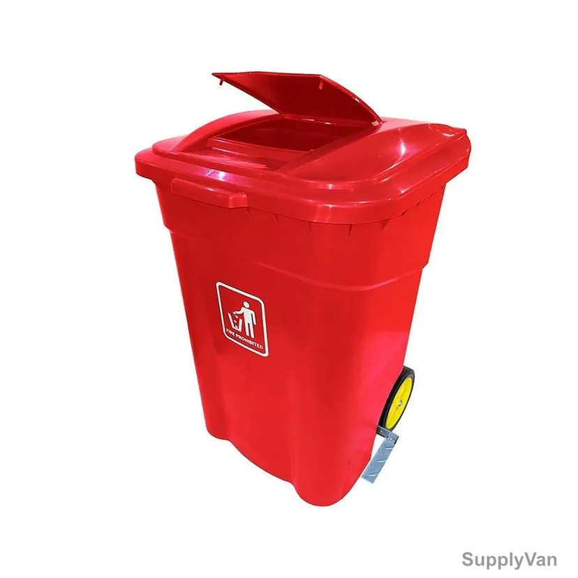 Akc Garbage Bin With Side Pedal, GC01R-240, Plastic, 240 Ltrs, Red