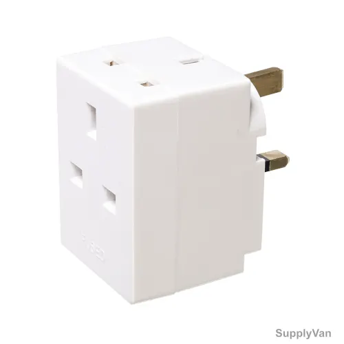 Volex International Adapter, VX1390, Plastic, 3 Way, 13A, White