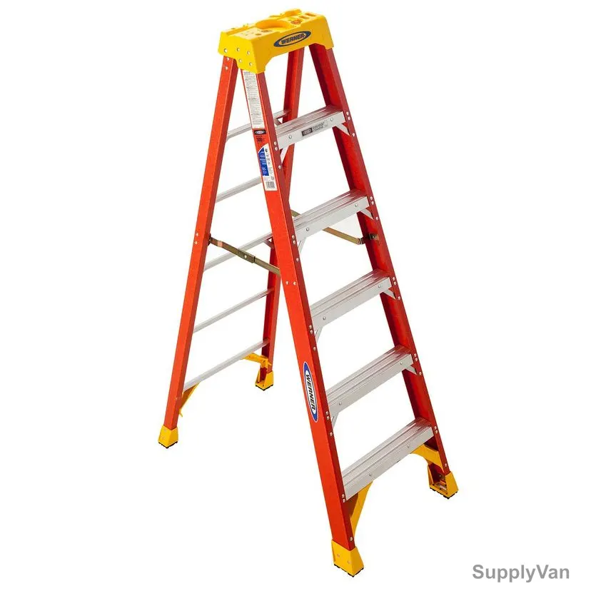 Werner Single Sided Step Ladder, 6206, Fiberglass, 6 Feet Height, 136 Kg Weight Capacity