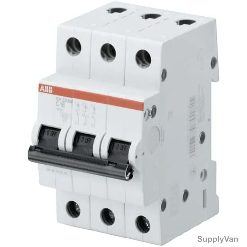 ABB Miniature Circuit Breaker, SH203M-C32, Curve Type C, 3 Pole, 10kA, 32A