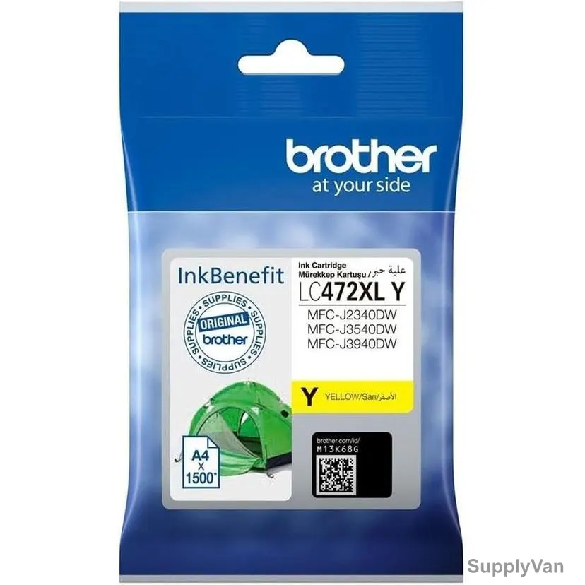 Brother High Yield Ink Cartridge, LC472XL, 1500 Pages, Yellow