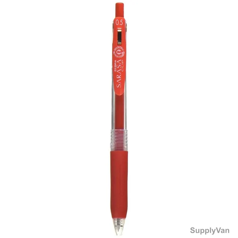 Zebra Clip Pen, JJ15-R, Sarasa, 0.5MM Tip Size, Red, 10 Pcs/Pack