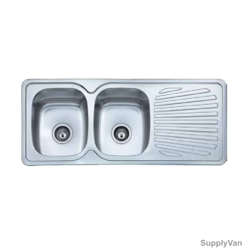 Milano JY-839 Double Bowl Kitchen Sink, Inset, Stainless Steel, 480MM Width x 1150MM Length, Chrome Finish