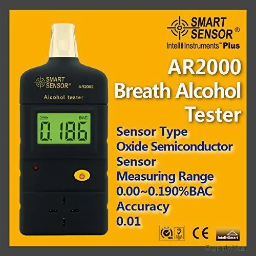 Smart Sensor Breath Alcohol Tester, AR2000, Range 0.00-0.190 percent BAC — image 1