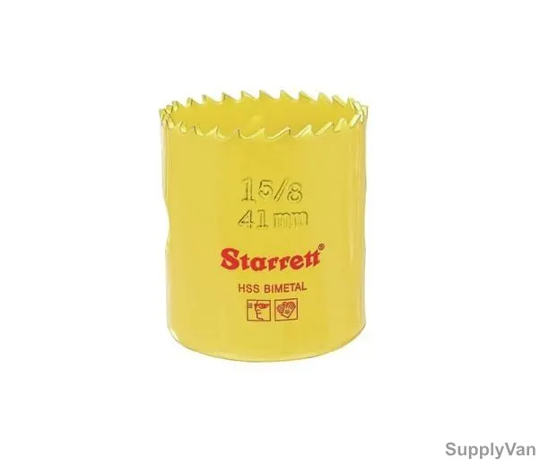 Starrett Hole Saw, SH0158, High Speed Steel, 41MM, 6 TPI, Yellow