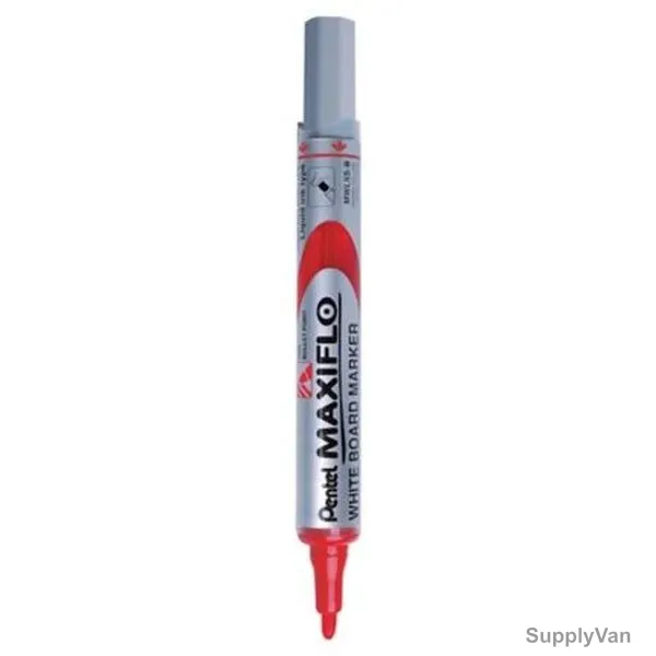 Pentel White Board Marker, PE-MWL5S-B, Maxiflo, 4.0MM, Red, 12 Pcs/Pack