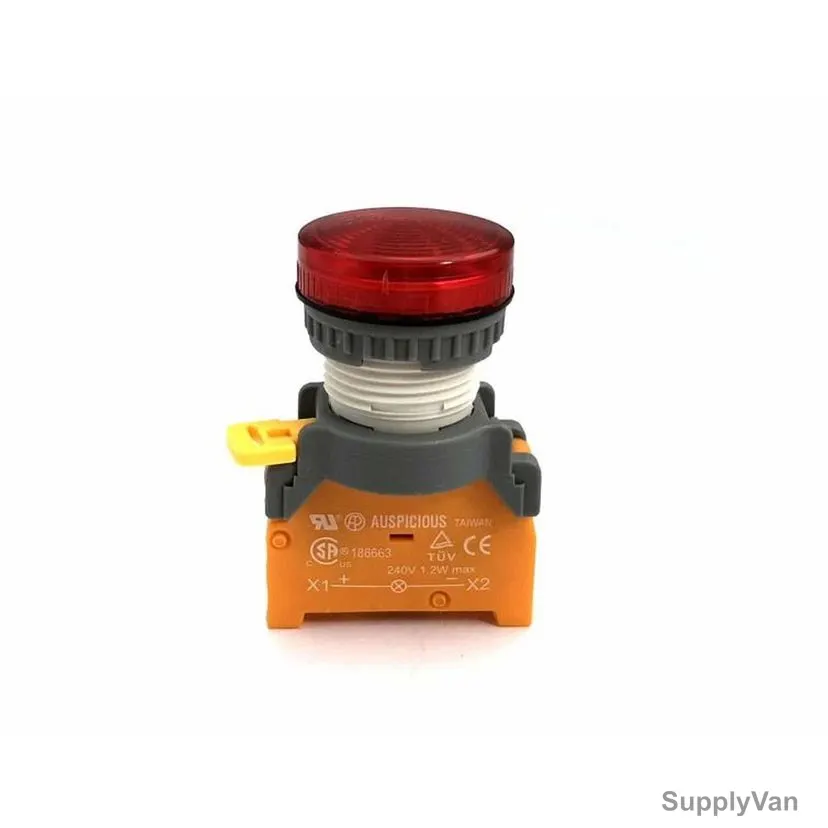 Auspicious LED Pilot Indicator Light, PLN22, IP65, 220V, 22MM Dia, Red — image 1