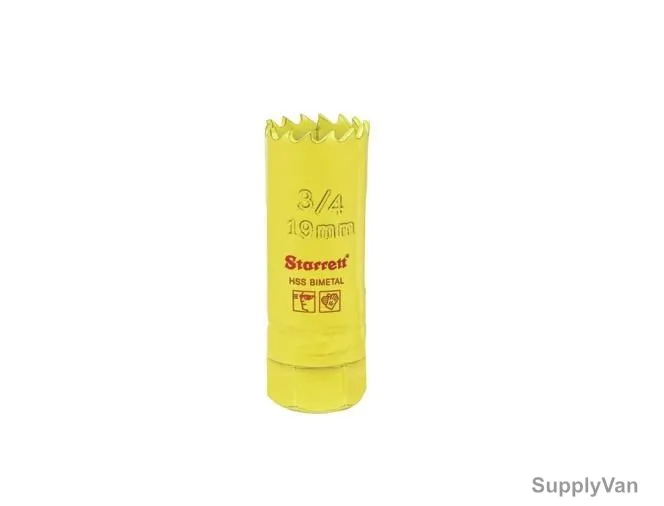 Starrett Hole Saw, SH0034, High Speed Steel, 19MM, 6 TPI, Yellow