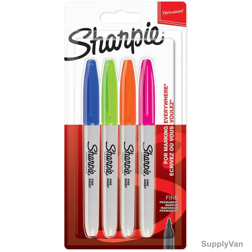 Sharpie Fun Permanent Marker, SP-2065403, 0.9MM Tip Size, Assorted Colors, 4 Pcs/Set
