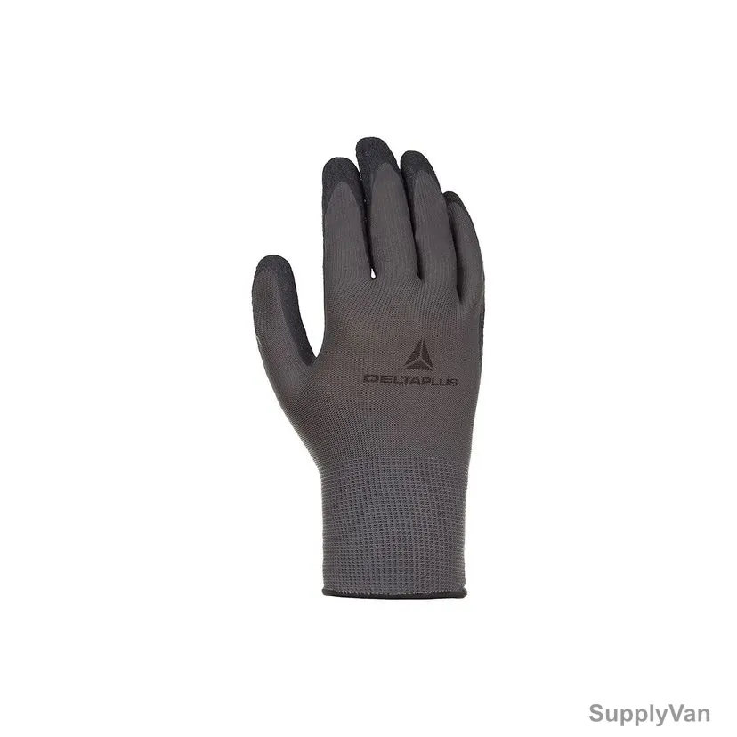 Delta Plus Latex Coated Knitted Glove, VE630GR10, Size10, Polyester, Grey/Black — image 1