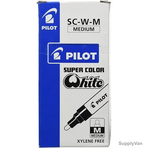 Pilot Super Color Permanent Marker, SC-W-M, Medium, White, 12 Pcs/Pack