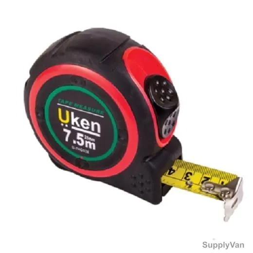 Uken Measuring Tape, U5G53XR, 25MM, 5 Mtrs, Metric, Steel, Red/Black